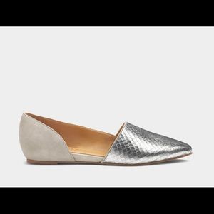 Silver snake and suede flats, BRAND NEW IN BOX. 9M